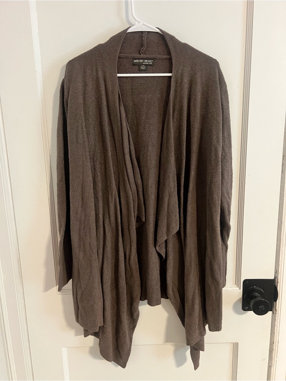 Barefoot Dreams draped open-front cardigan in brown